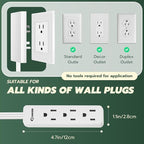 Saker Outlet Concealer Power Strip | 5ft Flat Plug Extension Cord - Image 5
