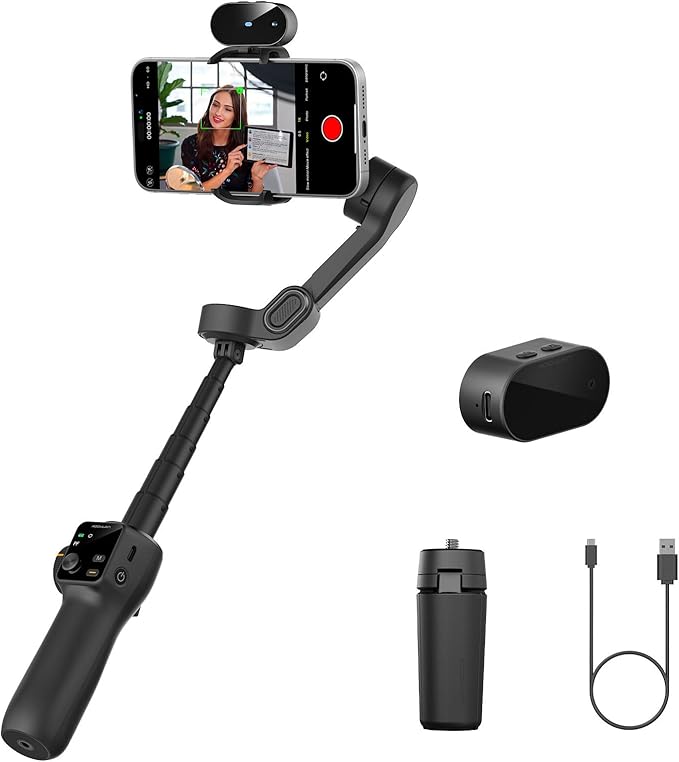 3-Axis Gimbal Stabilizer for iPhone & Android, NO APP AI Tracking, 7.8' by AOCHUAN