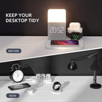 COLSUR Wireless Charging Station, 3 in 1 Charging Station, Alarm Clock - Image 3