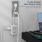 Short Power Strip 9 inch, TESSAN Flat Plug Small Extension Cord - Image 4