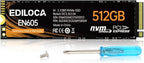 EN605 512GB M.2 SSD, NVMe1.3 PCIe Gen3 x4 SSD TLC, Internal Hard Drive by EDILOCA
