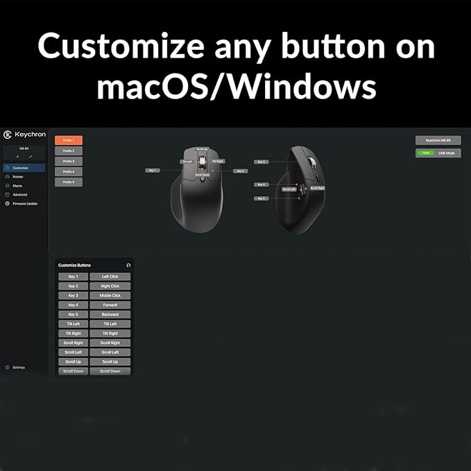 Keychron M6 8000 Hz Wireless Bluetooth 2.4 GHz/Wired Connection Mouse, - Image 3