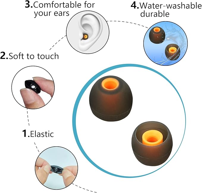 Earbud Tips Ear Bud Tips Soft Anti Slip Washable and Reusable Silicone - Image 5