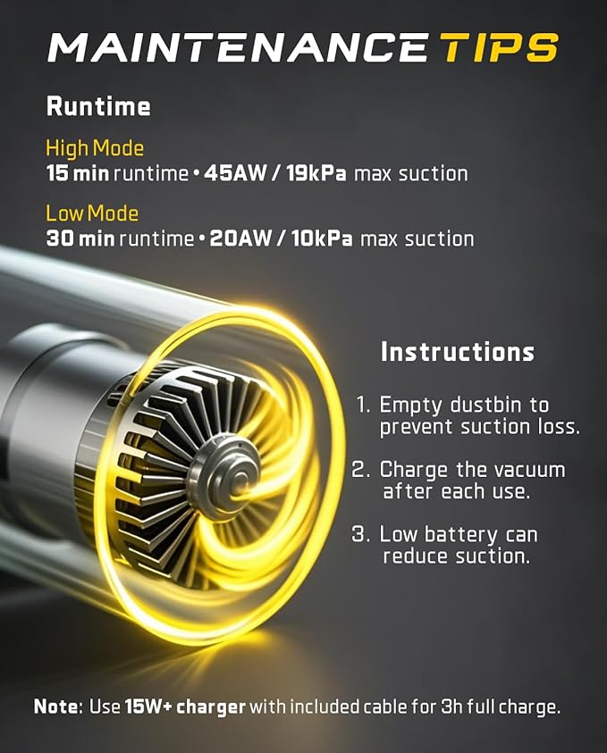 Fanttik Slim V10 APEX Cordless Car Vacuum, 4-in-1 Portable Mini Handheld Vac - Image 4