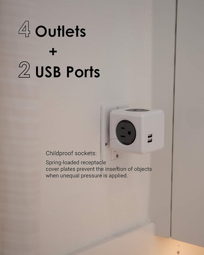 Allocacoc PowerCube Original USB; 4 Outlets Surge Protector 2 USBs Cubic Multi - Image 5