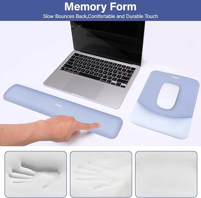 MOSISO Wrist Rest Support for Mouse Pad&Keyboard Set, Rectangular Ergonomic - Image 4