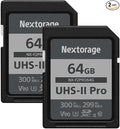Nextorage 64GB 2pack SDXC UHS-II V90 SD Card Japanese Brand pSLC Max. Write by Nextorage