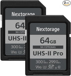 Nextorage 64GB 2pack SDXC UHS-II V90 SD Card Japanese Brand pSLC Max. Write by Nextorage