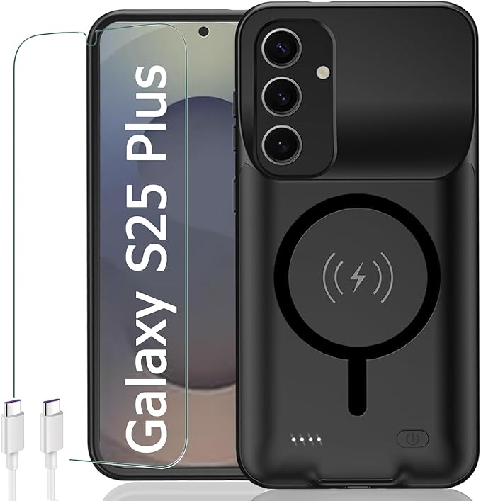 Battery Case for Galaxy S25 Plus, Slim Portable Protective Fast Charging Case by KCKEBLM