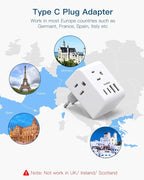 2 Pack European Travel Plug Adapter, International Power Plug Adapter - Image 3