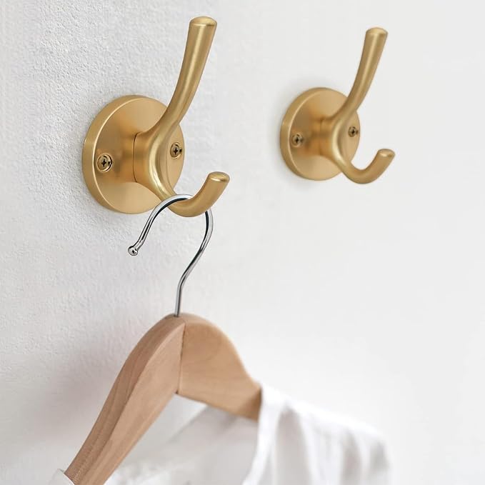 4 Packs Gold Coat Hooks, Decorative Towel Hooks, Heavy Duty Double Prong Wall - Image 4