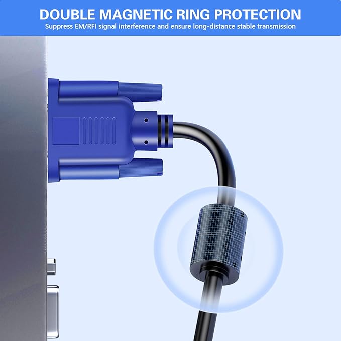 VGA to VGA Monitor Cable 10 Pack, 15 Pin Male to Male Computer Cord Support - Image 6