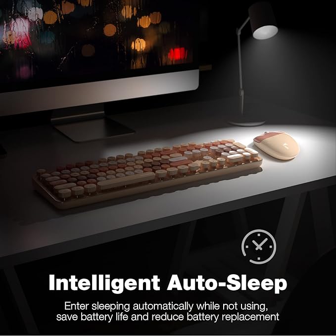 KNOWSQT Wireless Keyboard and Mouse Combo, MilkTea 104 Keys Full-Sized 2.4 GHz - Image 4