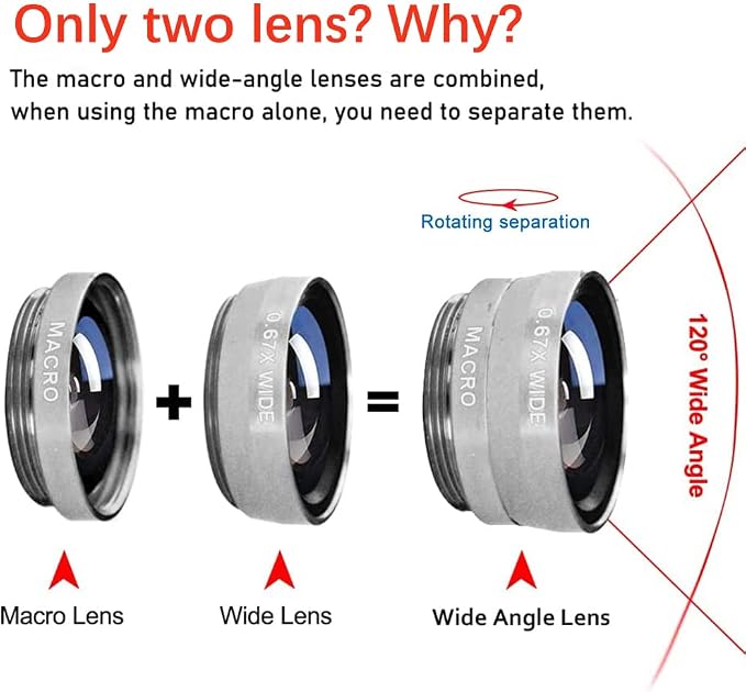 Silver 3 in 1 Cell Phone Camera Lens Kit Wide Angle Macro Fisheye Lens Universal - Image 2