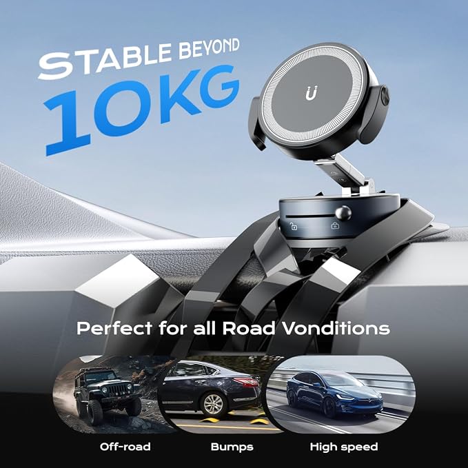 360° Rotation Clip on Car Phone Mount, 2 IN 1 Adjustable Magnetic Car Phone - Image 5