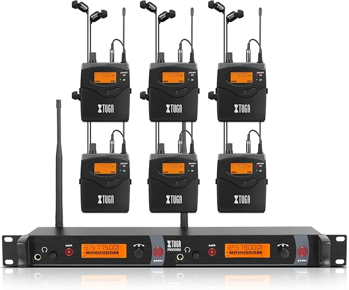 XTUGA RW2080 Wireless in Ear Monitor System 6 Bodypacks UHF IEM System by XTUGA