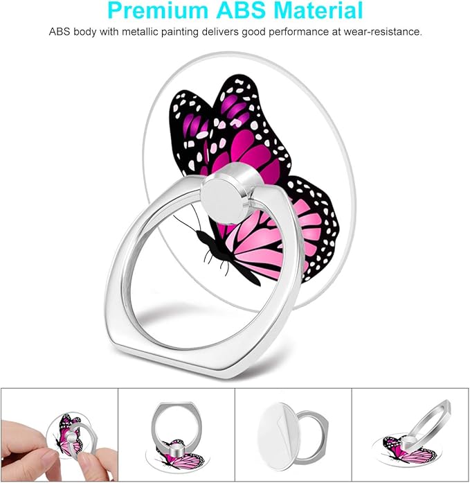 Bonoma Finger Ring Stand, 3 Pack Butterfly 360 Degree Rotation Phone Ring Stand - Image 2