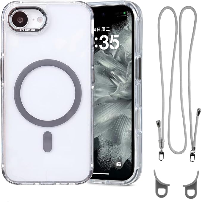 for iPhone 16e Case with Adjustable Phone Lanyard Strap, Compatible with MagSafe by QATYYY