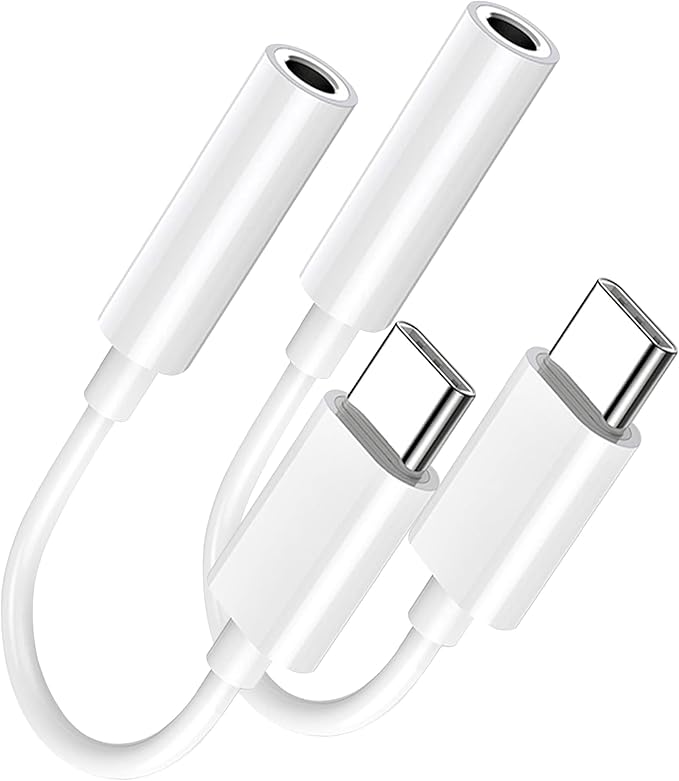 USB Type C to 3.5mm Female Headphone Jack Adapter 2 Pack, USB C to Aux Audio by LIEZHUA