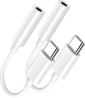 USB Type C to 3.5mm Female Headphone Jack Adapter 2 Pack, USB C to Aux Audio by LIEZHUA