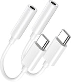 USB Type C to 3.5mm Female Headphone Jack Adapter 2 Pack, USB C to Aux Audio by LIEZHUA