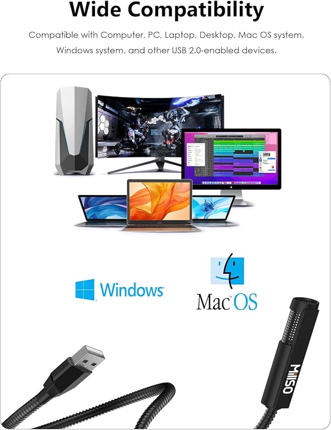MillSO USB Microphone for Laptop Gooseneck Portable Mini USB Computer - Image 4