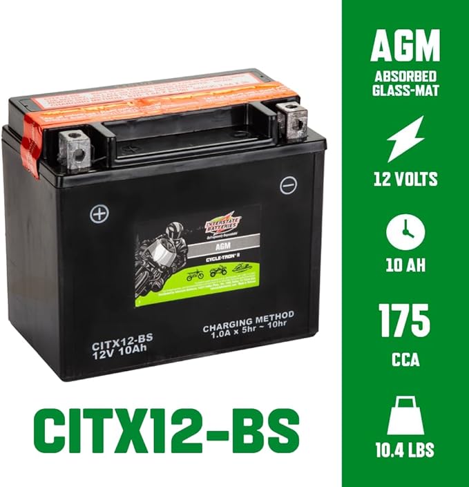 Interstate Batteries YTX12-BS 12V 10Ah Powersports Battery 175CCA AGM - Image 3