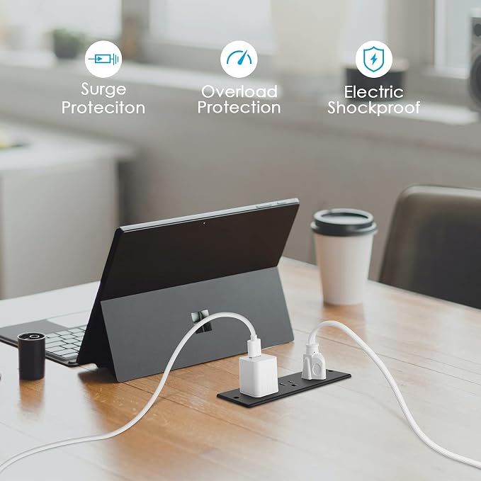 Conference Recessed Power Strip Waterproof, Table Power Outlet, Furniture Flush - Image 2
