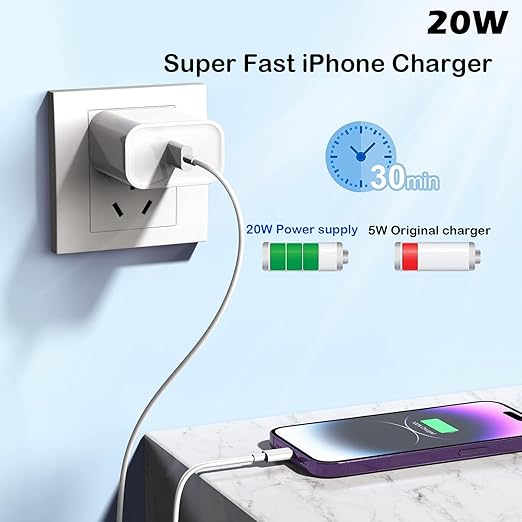 Fast Charger iPhone, 10 Feet iPhone Charger, Super Fast Charging Block - Image 2
