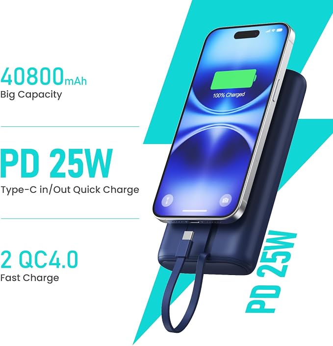 Portable Charger 40, 800mAh Power Bank 25W Portable Battery Pack - Image 2
