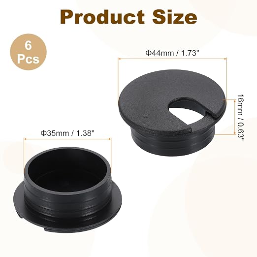 uxcell 6 Pcs 35mm Desk Grommet, Plastic Cable Hole Cover, Wire Cord Cable - Image 2