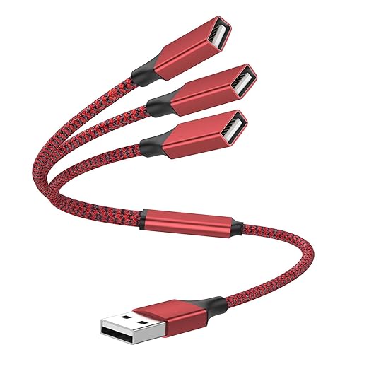 1FT USB Splitter 3 in 1 Out, A Male to 3 Female Extension Cable, USB Y Splitter by Unknown