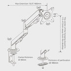 Monitor Arm Desk Mount Single 17-34 inch Portable Adjustable Vesa Stand Gas - Image 5