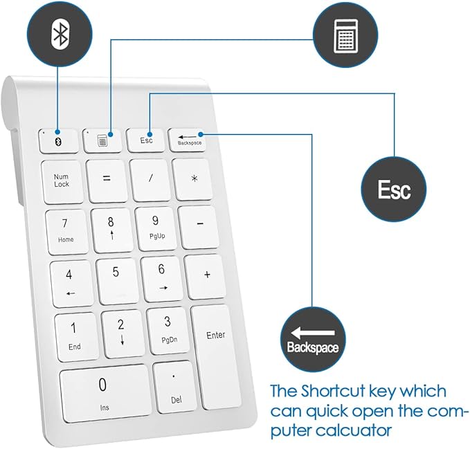 Foloda Bluetooth Number Pad for Laptop, Wireless Bluetooth 10 Key Numeric - Image 6