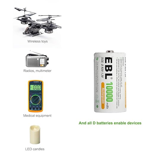 EBL Rechargeable D Batteries, 10000mAh Ni-MH High Capacity D Cell Battery New - Image 4