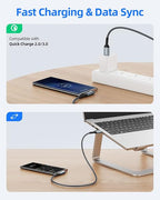 USB C 3.1 Gen 2 Cable, 0.5m USB A to C Nylon Braided 3A Fast Charge & Data - Image 5