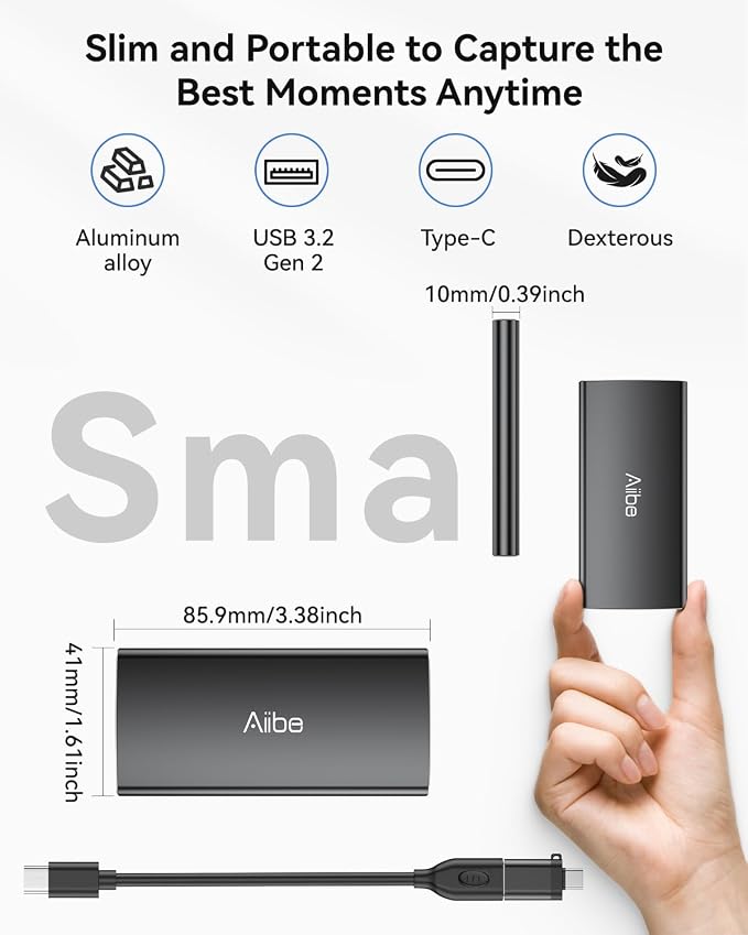 Aiibe 500GB External Solid State Drive USB C Portable SSD USB 3.2 Gen 2 - Image 5