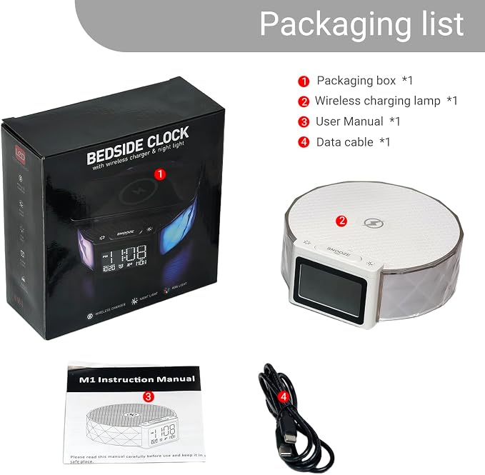 Alarm Clock with Fast Wireless Charging 15W, Digital Alarm Clock Night Lamp - Image 6
