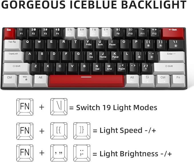 60% Mechanical Gaming Keyboard, Mixed Color Keycaps Gaming Keyboard - Image 5