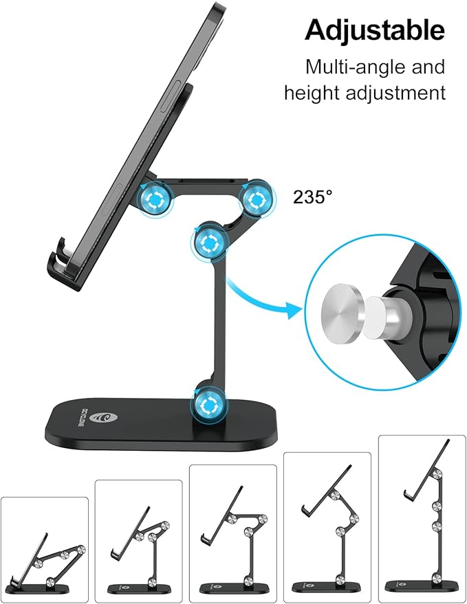OCYCLONE Phone Stand, Adjustable Height and Angle Foldable Cell Phone Stand - Image 2