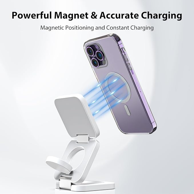 Fast Wireless Charger, Magnetic Foldable 3 in 1 Charging Station - Image 4