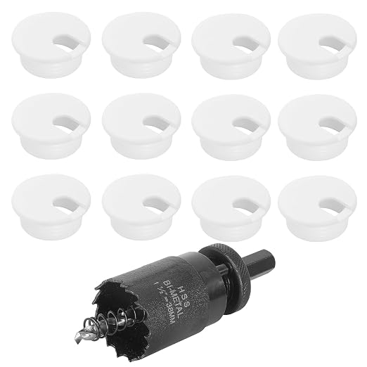 1-1/2" White Desk Grommet with Bi-Metal Hole Saw, JTemgle Plastic Cable Hole by JTemgle