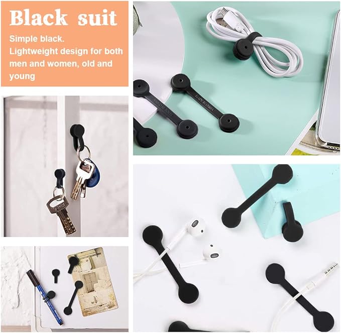 Viaky 6 Pcs Black Magnetic Cable Clips Organizer Earbuds Cords Winder Bookmark - Image 4