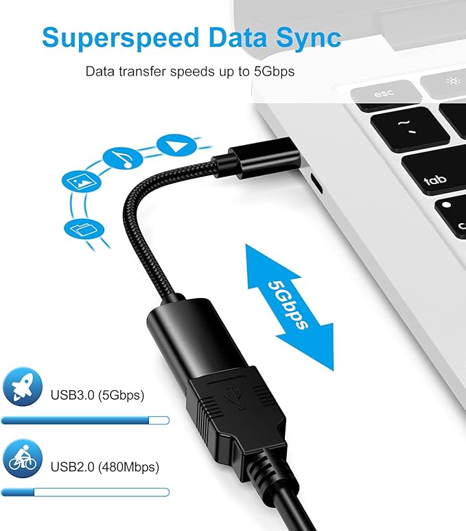 USB C to USB 3.0 Adapter, USB C Male to USB Female OTG Cable Thunderbolt3 to - Image 2