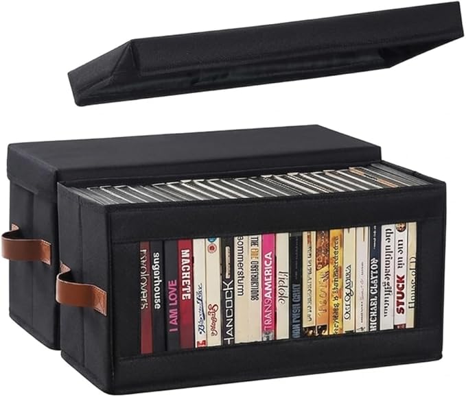 2 Packs DVD Storage Box with Visible Window, Dustproof DVD Case Holder by Coorganisers