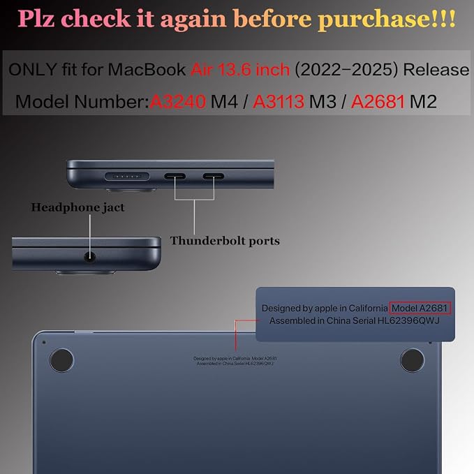 CISSOOK Compatible with MacBook Air 13.6 inch Case Blue 2022 2024 2025 Release - Image 2