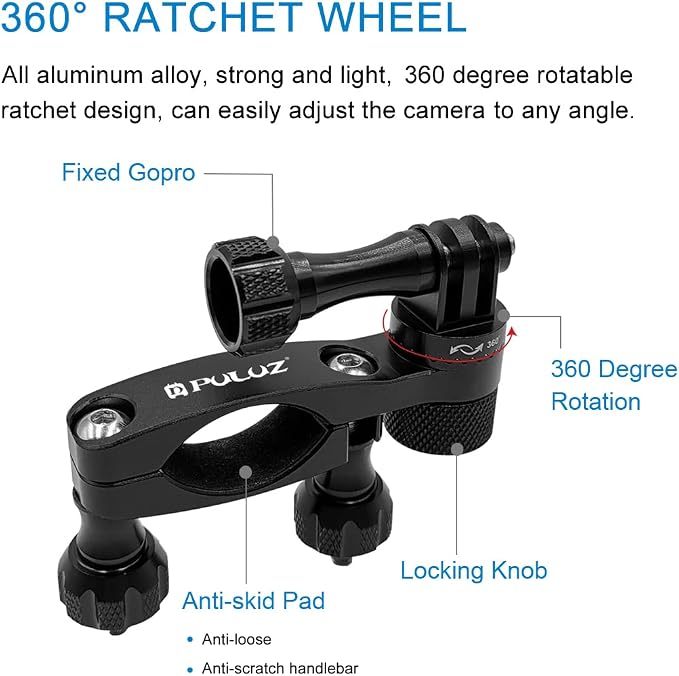PULUZ Bike Motorcycle Handlebar Mount, 360 Degree Rotation Aluminum Bicycle - Image 3