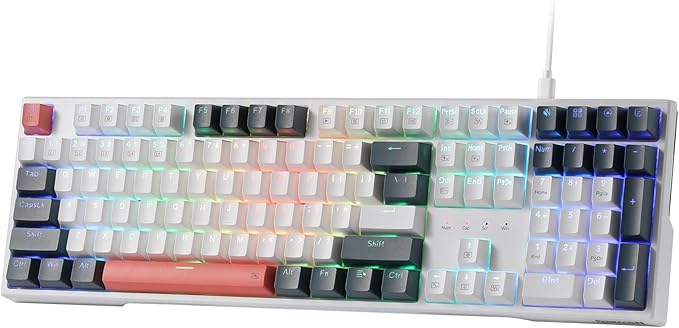 Redragon K668 RGB Gaming Keyboard, 108 Keys Wired Mechanical Keyboard w/Extra 4 by REDRAGON
