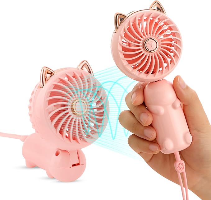 QearFun Handheld Lanyard Fan Portable, Mini USB Rechargeable, 3 Speed Strong by QearFun