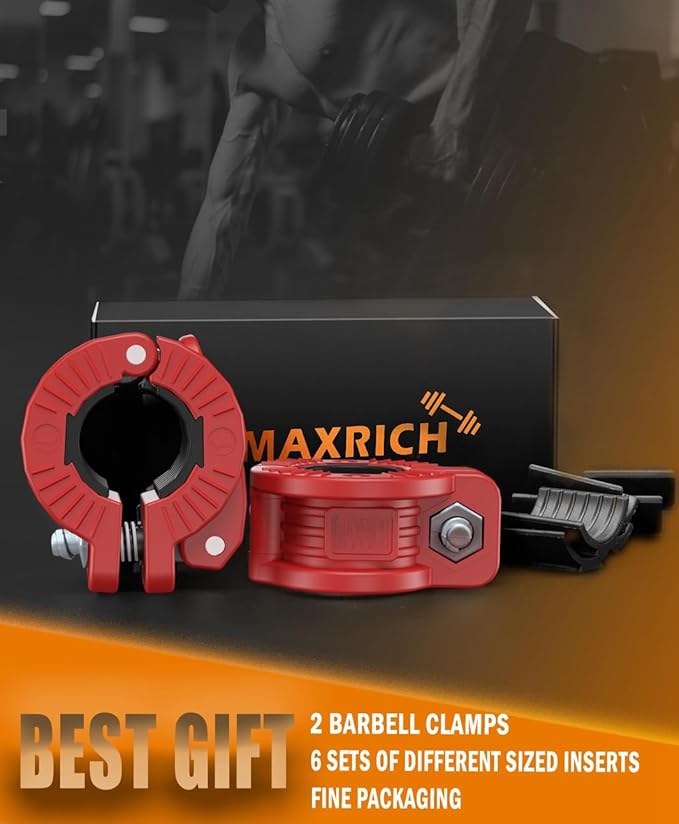 MAXRICH Barbell Clamp 1 inch Multiple Sizes & Adjustable Weight Clips - Image 7